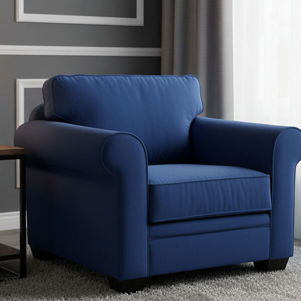 Classic Single Sofa Armchair – Teal Blue Fabric (Model: SF 704)