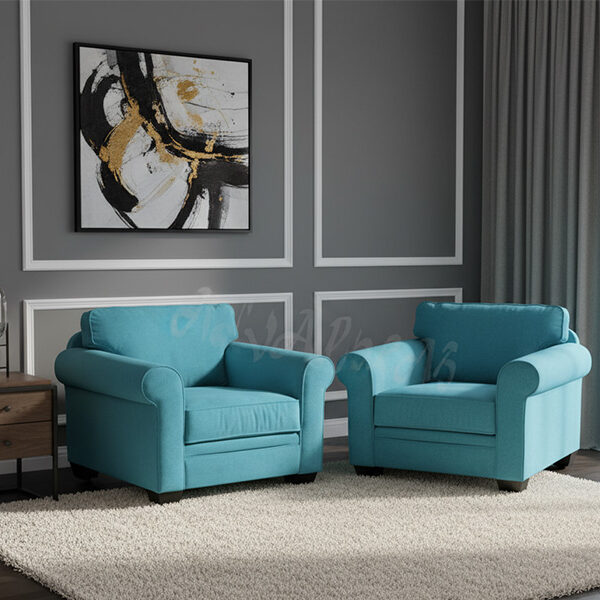 Classic Single Sofa Armchair – Teal Blue Fabric (Model: SF 707)