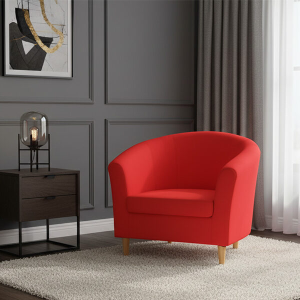 Modern Barrel Single Sofa Chair – White Leather (Model: SF 709)