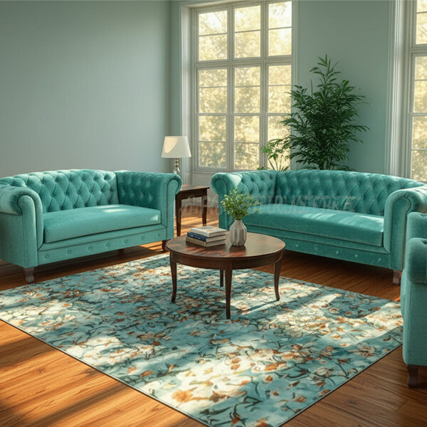 Classic Chesterfield 3+2+1+1- Seater Sofa Set – Teal Velvet Fabric (Model: SF 717)